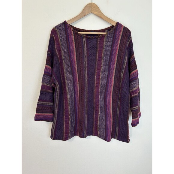 Ralph Lauren Chaps Pullover Sweater Striped Western Women's Sz XL 3d Knit - Picture 1 of 4